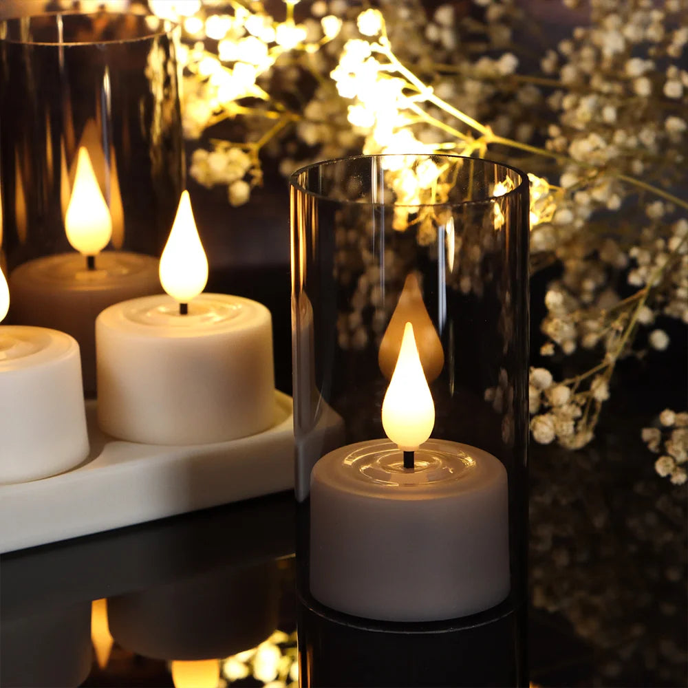 LED Candle Light Rechargeable Flameless Candles Timer Remote Tea Lights